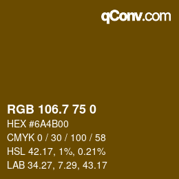 カラーコード: RGB 106.7 75 0 | qconv.com