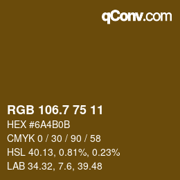 カラーコード: RGB 106.7 75 11 | qconv.com