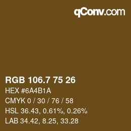 カラーコード: RGB 106.7 75 26 | qconv.com