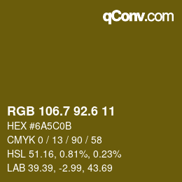 カラーコード: RGB 106.7 92.6 11 | qconv.com