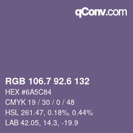 カラーコード: RGB 106.7 92.6 132 | qconv.com