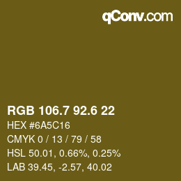 カラーコード: RGB 106.7 92.6 22 | qconv.com