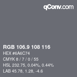 カラーコード: RGB 106.9 108 116 | qconv.com