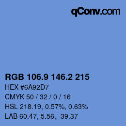 Color code: RGB 106.9 146.2 215 | qconv.com