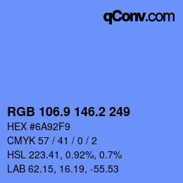 Color code: RGB 106.9 146.2 249 | qconv.com