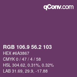 Color code: RGB 106.9 56.2 103 | qconv.com