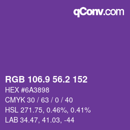 カラーコード: RGB 106.9 56.2 152 | qconv.com
