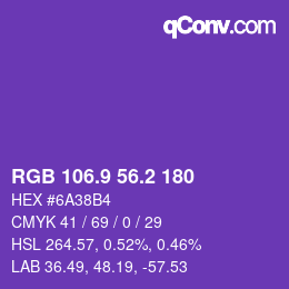 カラーコード: RGB 106.9 56.2 180 | qconv.com