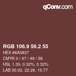Color code: RGB 106.9 56.2 55 | qconv.com
