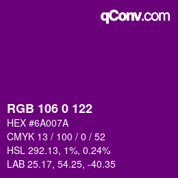 颜色代码: RGB 106 0 122 | qconv.com
