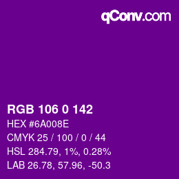 Color code: RGB 106 0 142 | qconv.com