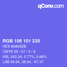 カラーコード: RGB 106 101 235 | qconv.com