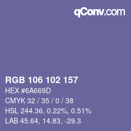 カラーコード: RGB 106 102 157 | qconv.com