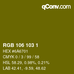 颜色代码: RGB 106 103 1 | qconv.com
