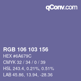 カラーコード: RGB 106 103 156 | qconv.com