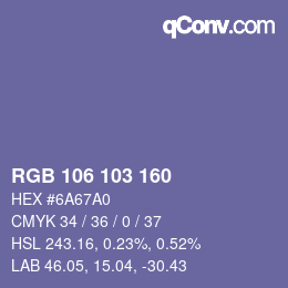 Código de color: RGB 106 103 160 | qconv.com