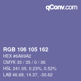 Color code: RGB 106 105 162 | qconv.com