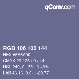Farbcode: RGB 106 106 144 | qconv.com