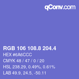 カラーコード: RGB 106 108.8 204.4 | qconv.com