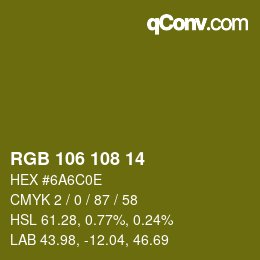 カラーコード: RGB 106 108 14 | qconv.com