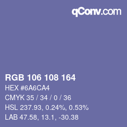 颜色代码: RGB 106 108 164 | qconv.com