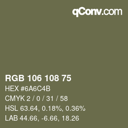 Código de color: RGB 106 108 75 | qconv.com