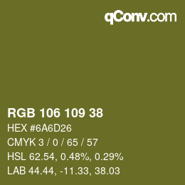 Color code: RGB 106 109 38 | qconv.com