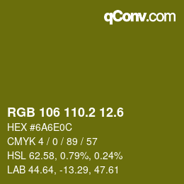 カラーコード: RGB 106 110.2 12.6 | qconv.com