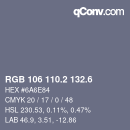 カラーコード: RGB 106 110.2 132.6 | qconv.com