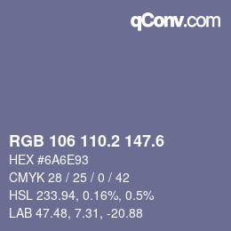 カラーコード: RGB 106 110.2 147.6 | qconv.com