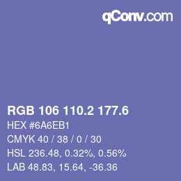 カラーコード: RGB 106 110.2 177.6 | qconv.com