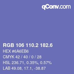 カラーコード: RGB 106 110.2 182.6 | qconv.com