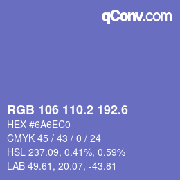 カラーコード: RGB 106 110.2 192.6 | qconv.com