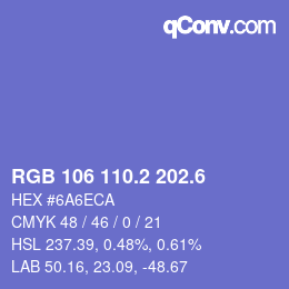 カラーコード: RGB 106 110.2 202.6 | qconv.com