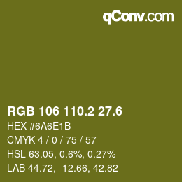 カラーコード: RGB 106 110.2 27.6 | qconv.com