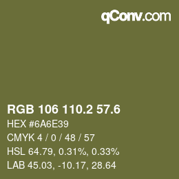 カラーコード: RGB 106 110.2 57.6 | qconv.com