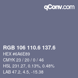 カラーコード: RGB 106 110.6 137.6 | qconv.com