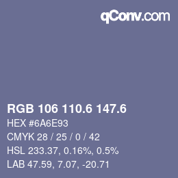 カラーコード: RGB 106 110.6 147.6 | qconv.com
