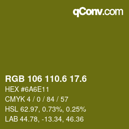 カラーコード: RGB 106 110.6 17.6 | qconv.com