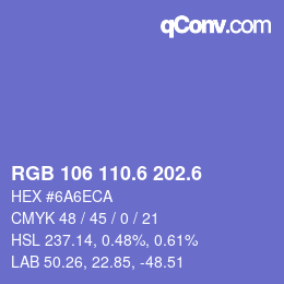 カラーコード: RGB 106 110.6 202.6 | qconv.com
