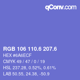 カラーコード: RGB 106 110.6 207.6 | qconv.com
