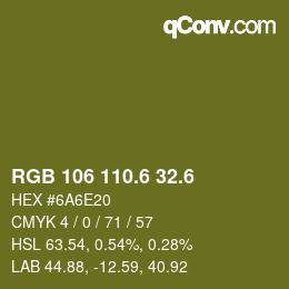カラーコード: RGB 106 110.6 32.6 | qconv.com