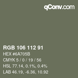 カラーコード: RGB 106 112 91 | qconv.com