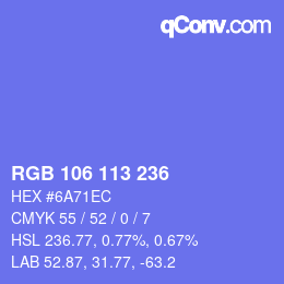 颜色代码: RGB 106 113 236 | qconv.com