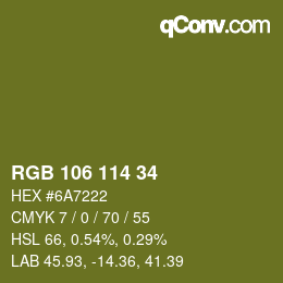 カラーコード: RGB 106 114 34 | qconv.com