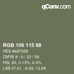 カラーコード: RGB 106 115 88 | qconv.com
