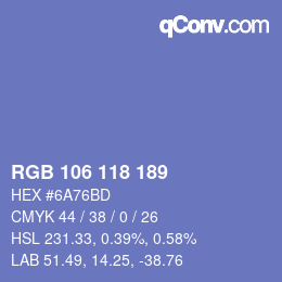 カラーコード: RGB 106 118 189 | qconv.com