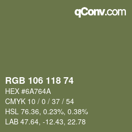 Code couleur: RGB 106 118 74 | qconv.com