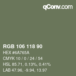 カラーコード: RGB 106 118 90 | qconv.com