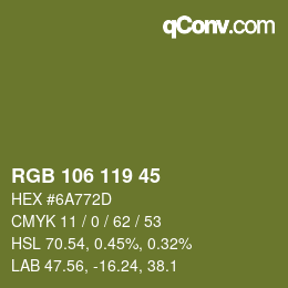 颜色代码: RGB 106 119 45 | qconv.com